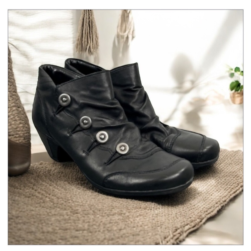 Remonte Dorndorf AnneMarie Women Shoes Black Sz 8 Leather Slip On Ankle Boots☀️ - Picture 1 of 15